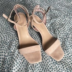 Blush Pink Suede Kitten Heel Sandals
